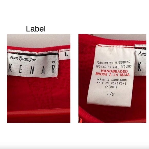 80s vintage red sequin embellished funky cotton short sleeved tee shirt large - Picture 9 of 9